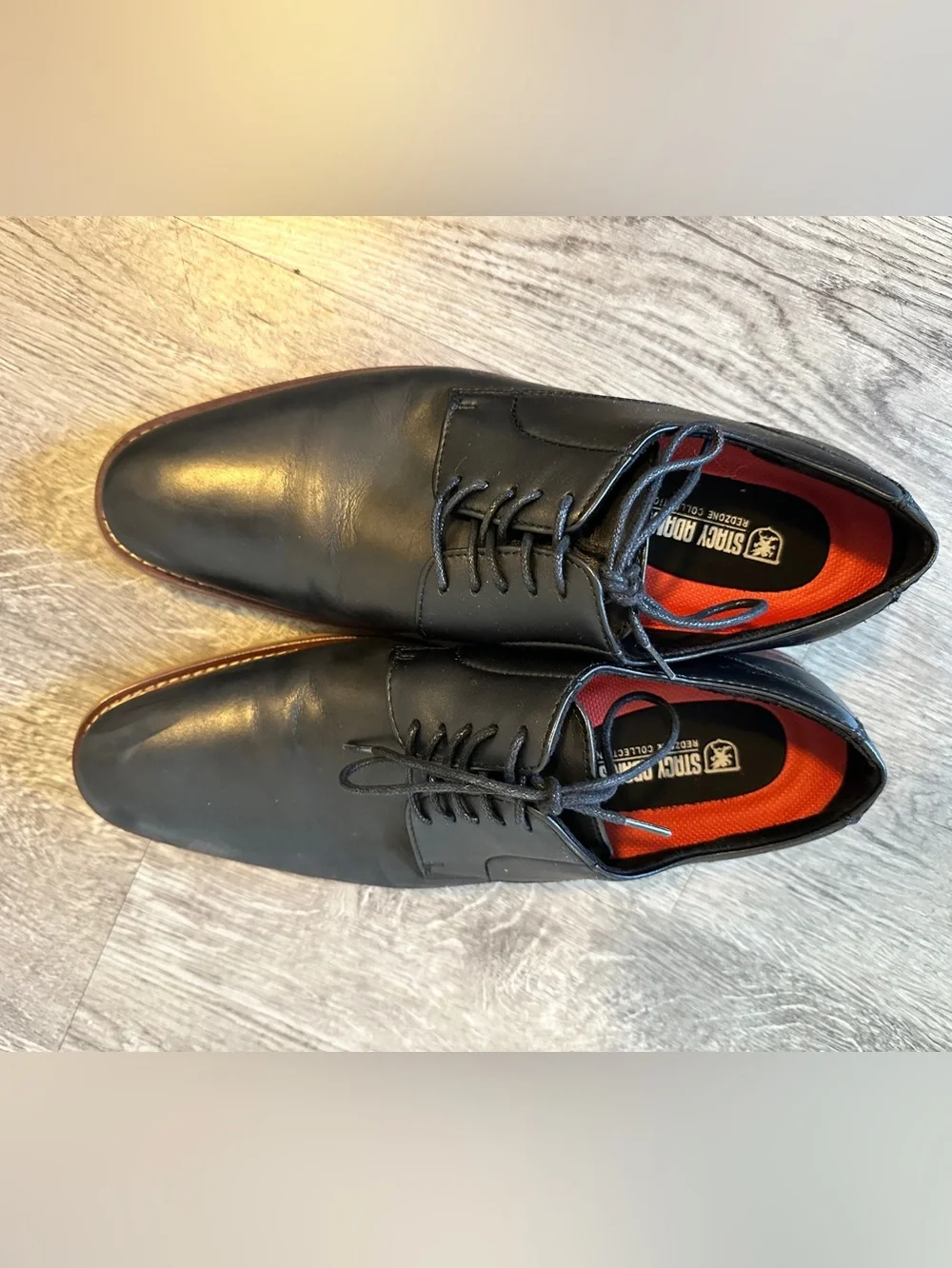 Stacy Adams Black Leather Derby Shoes with Contrast welt
